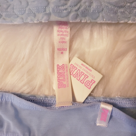 NWT "PINK" VELVET BRALETTE SIZE MEDIUM THONG LG - Picture 5 of 6